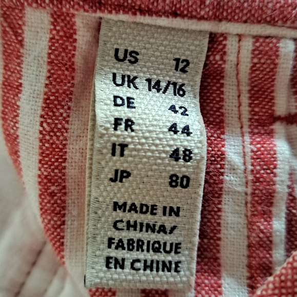 Land's End Women's Red & Ivory Linen Cotton Shorts US Size 12 - Picture 5 of 8